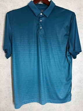 Ben Hogan Performance Golf Polo Shirt•Sz L/G/G• Teal Blue•Ombré•Moister Wicking